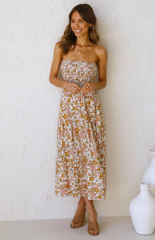 Women's Floral Bandeau Boho Maxi DressTHE QUEEN RUNWAY