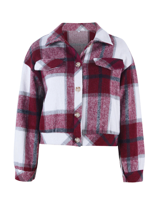 Women's fashion casual short plaid jacket - THE QUEEN RUNWAY