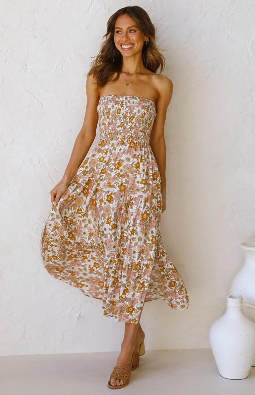 Women's Floral Bandeau Boho Maxi DressTHE QUEEN RUNWAY