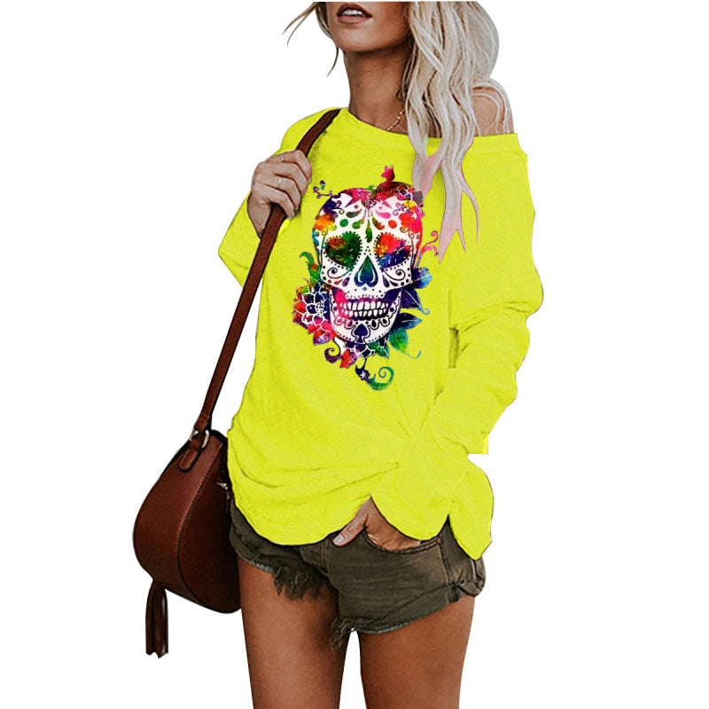 New casual sexy personality skull long-sleeved top - THE QUEEN RUNWAY