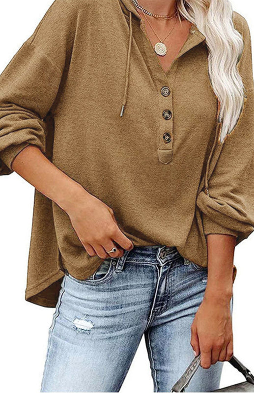 Women's Cardigan Hoodie Casual Loose Solid Color Sweatshirt - THE QUEEN RUNWAY