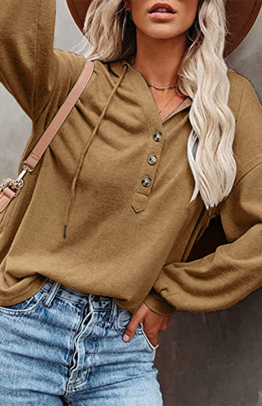 Women's Cardigan Hoodie Casual Loose Solid Color Sweatshirt - THE QUEEN RUNWAY
