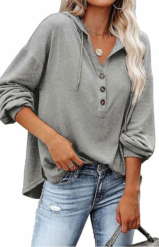 Women's Cardigan Hoodie Casual Loose Solid Color Sweatshirt - THE QUEEN RUNWAY