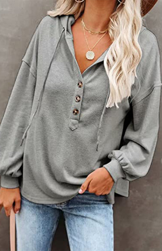 Women's Cardigan Hoodie Casual Loose Solid Color Sweatshirt - THE QUEEN RUNWAY