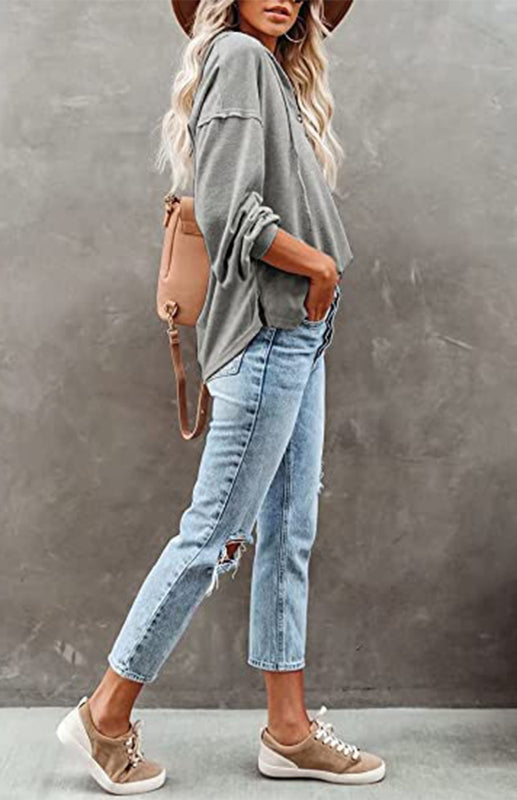Women's Cardigan Hoodie Casual Loose Solid Color Sweatshirt - THE QUEEN RUNWAY