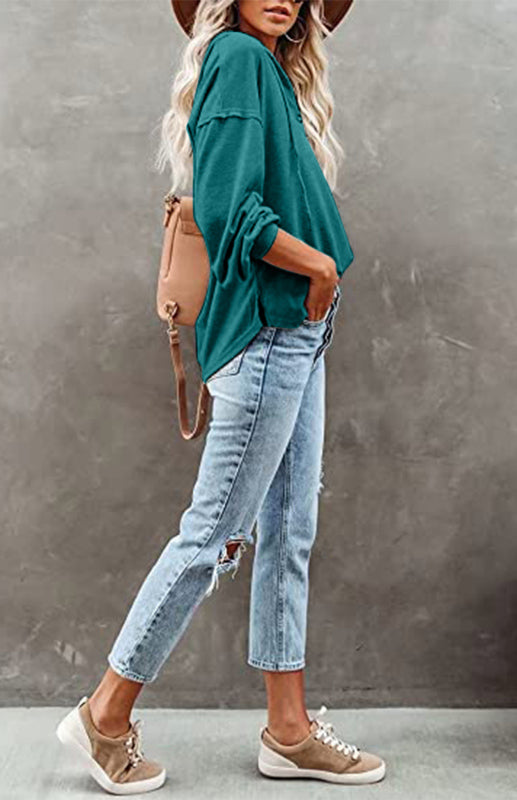 Women's Cardigan Hoodie Casual Loose Solid Color Sweatshirt - THE QUEEN RUNWAY