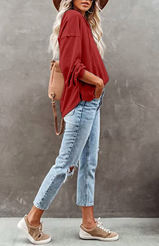 Women's Cardigan Hoodie Casual Loose Solid Color Sweatshirt - THE QUEEN RUNWAY