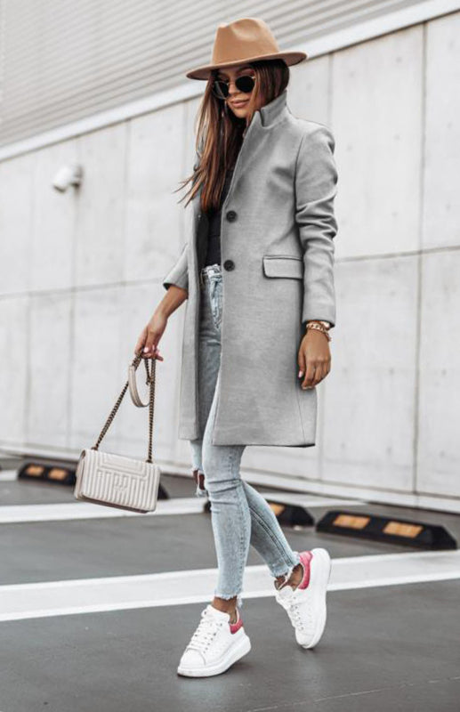 Autumn And Winter Leisure Long Sleeved Tweed Coat - THE QUEEN RUNWAY