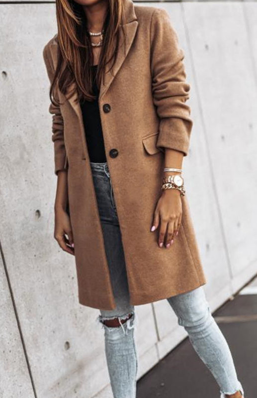 Autumn And Winter Leisure Long Sleeved Tweed Coat - THE QUEEN RUNWAY