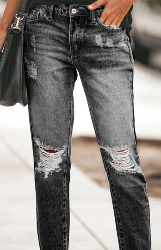 Women's Temperament Ripped Jeans PantsTHE QUEEN RUNWAY