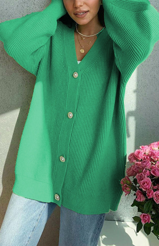 Candy Color Casual Loose Knit Button Cardigan - THE QUEEN RUNWAY