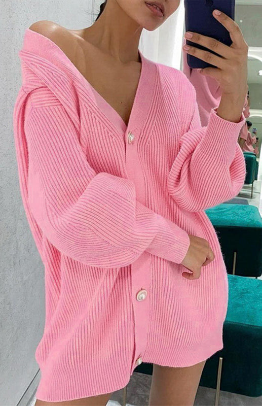 Candy Color Casual Loose Knit Button Cardigan - THE QUEEN RUNWAY