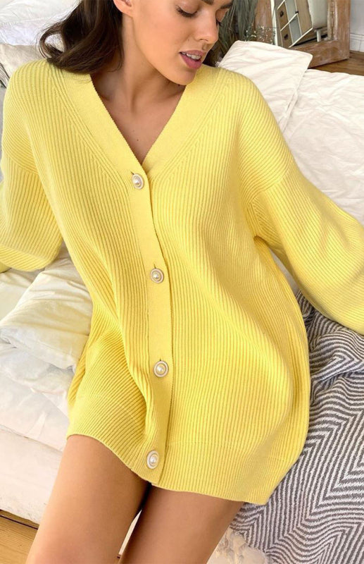 Candy Color Casual Loose Knit Button Cardigan - THE QUEEN RUNWAY