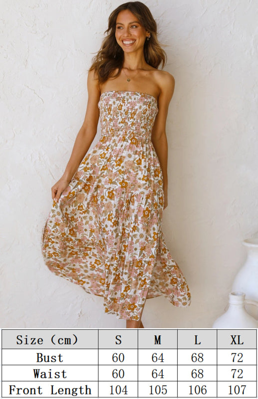 Women's Floral Bandeau Boho Maxi DressTHE QUEEN RUNWAY