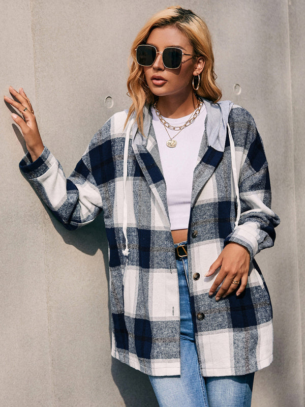Women's Hooded Loose Casual Shirt Jacket - THE QUEEN RUNWAY