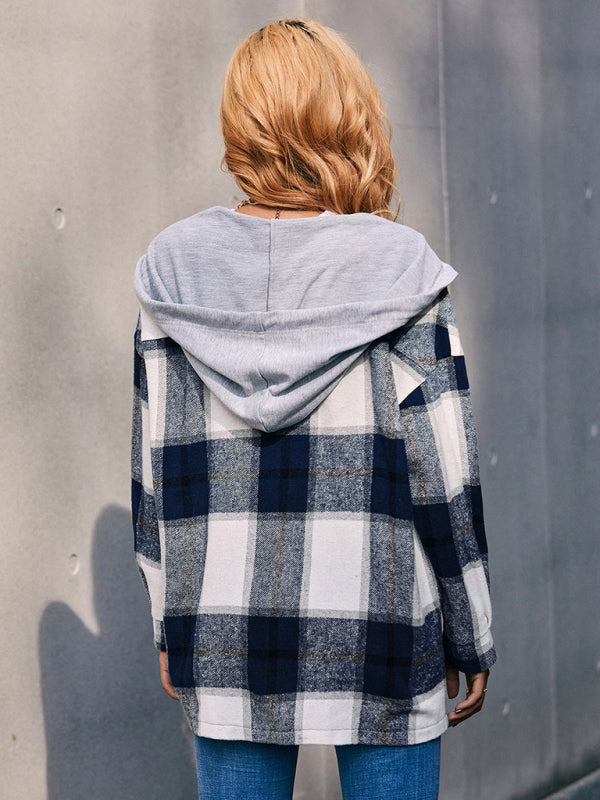 Women's Hooded Loose Casual Shirt Jacket - THE QUEEN RUNWAY