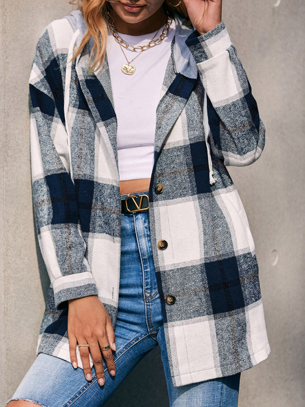 Women's Hooded Loose Casual Shirt Jacket - THE QUEEN RUNWAY