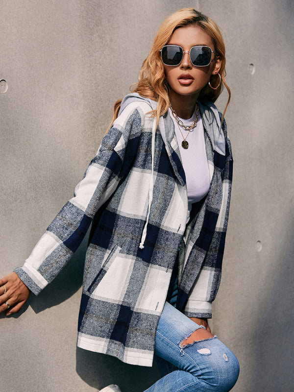 Women's Hooded Loose Casual Shirt Jacket - THE QUEEN RUNWAY