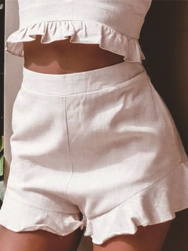 Women's lotus leaf edge loose casual shorts - THE QUEEN RUNWAY