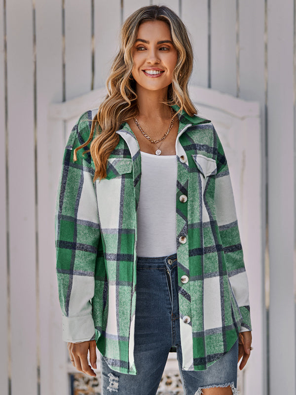 Women's single breasted casual plaid belt jacket - THE QUEEN RUNWAY