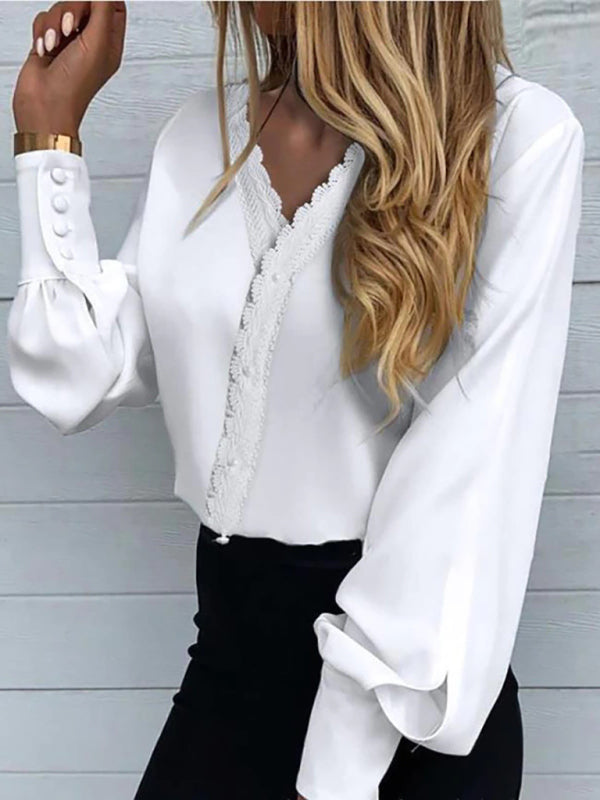 Women's Printed Lace Long Sleeve TopTHE QUEEN RUNWAY