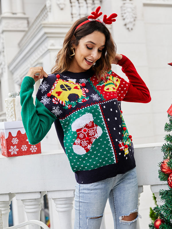Women's pullover Christmas knitted long sleeve sweater - THE QUEEN RUNWAY