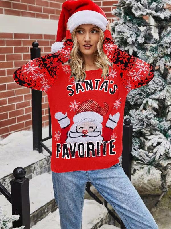 Women's pullover Christmas knitted long sleeve sweater - THE QUEEN RUNWAY
