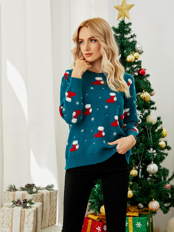 Women's pullover Christmas knitted long sleeve sweater - THE QUEEN RUNWAY