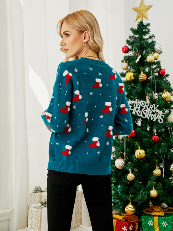 Women's pullover Christmas knitted long sleeve sweater - THE QUEEN RUNWAY