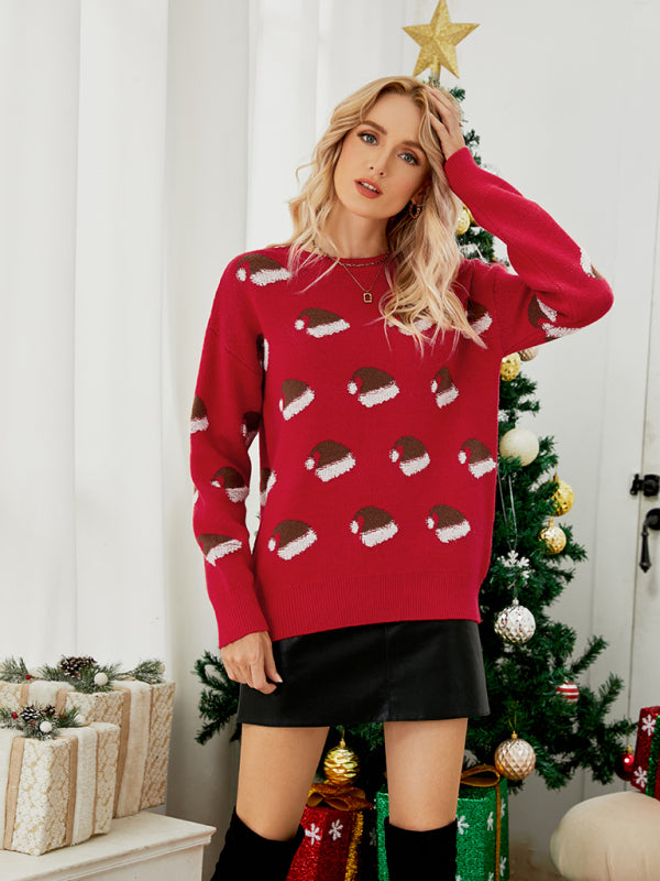 Women's pullover Christmas knitted long sleeve sweater - THE QUEEN RUNWAY