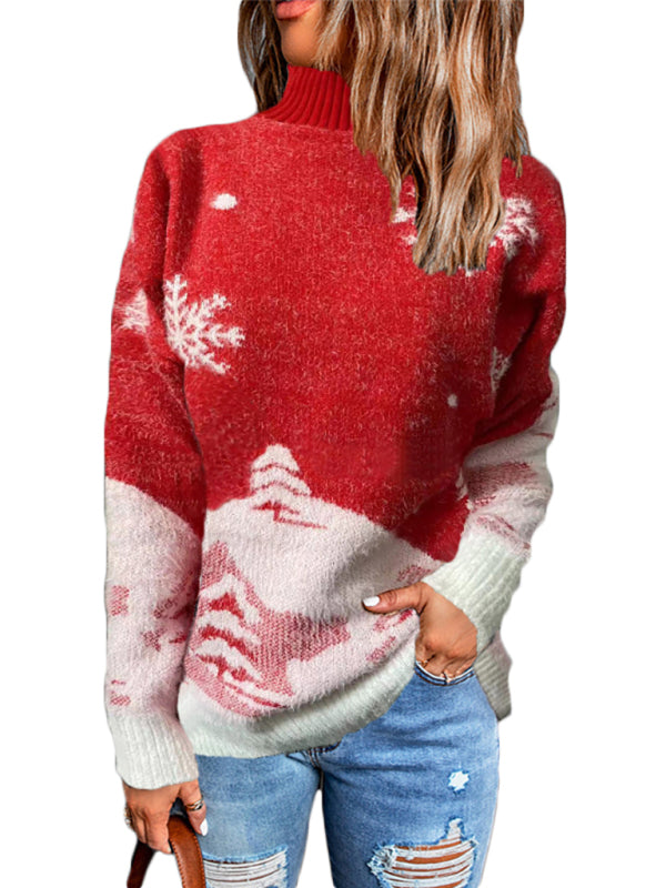 Women's pullover Christmas knitted long sleeve sweater - THE QUEEN RUNWAY