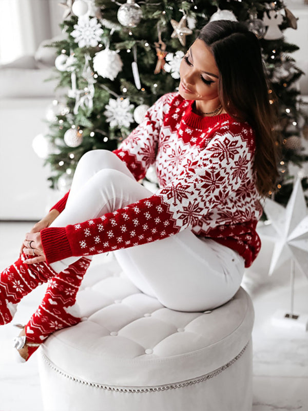 Women's pullover Christmas knitted long sleeve sweater - THE QUEEN RUNWAY