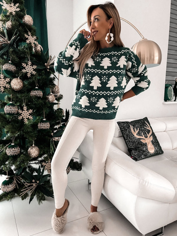 Women's pullover Christmas knitted long sleeve sweater - THE QUEEN RUNWAY