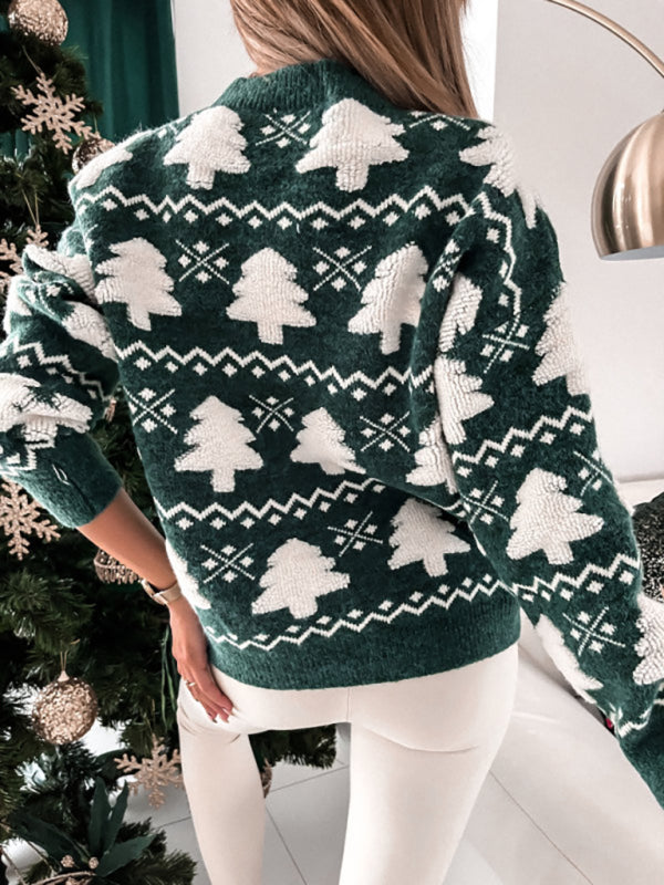 Women's pullover Christmas knitted long sleeve sweater - THE QUEEN RUNWAY