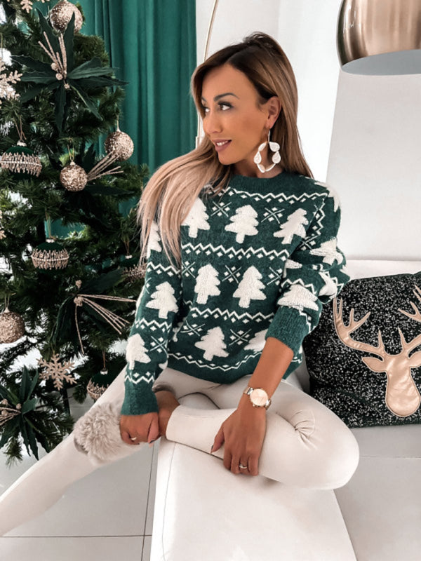 Women's pullover Christmas knitted long sleeve sweater - THE QUEEN RUNWAY