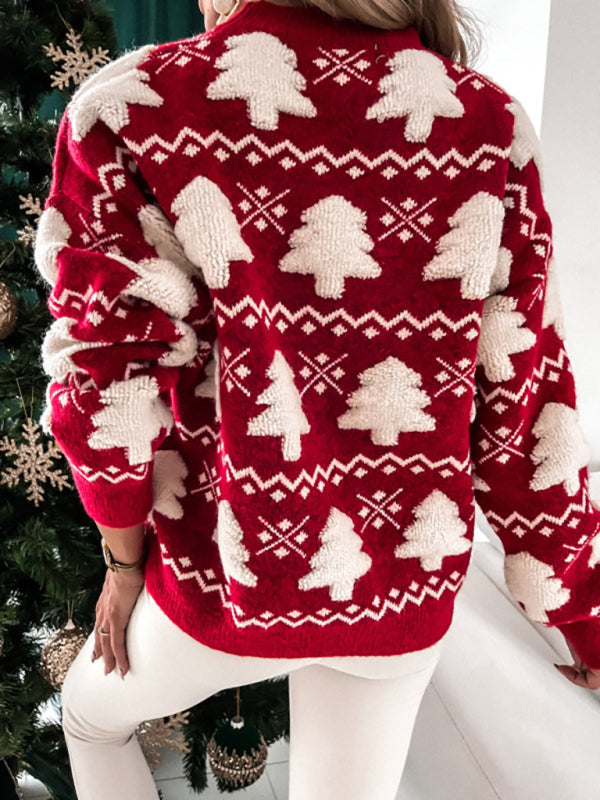 Women's pullover Christmas knitted long sleeve sweater - THE QUEEN RUNWAY