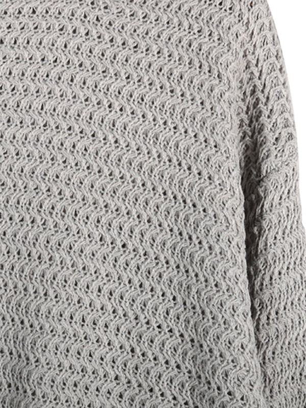 Casual Half Turtleneck Dropped Sleeve Side Slit Sweater - THE QUEEN RUNWAY
