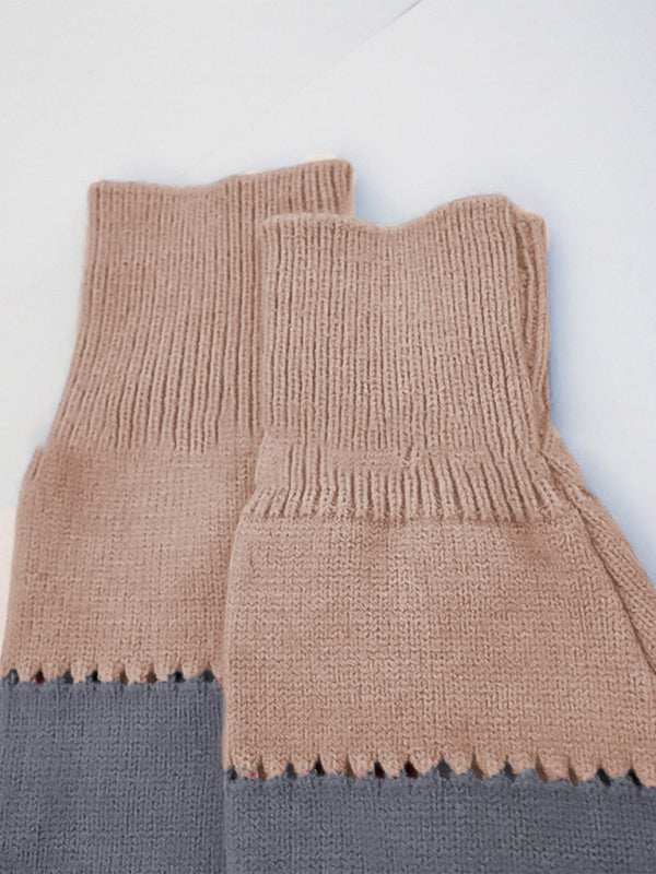 Leopard print round neck color block sweater autumn and winter new women's knitwear - THE QUEEN RUNWAY