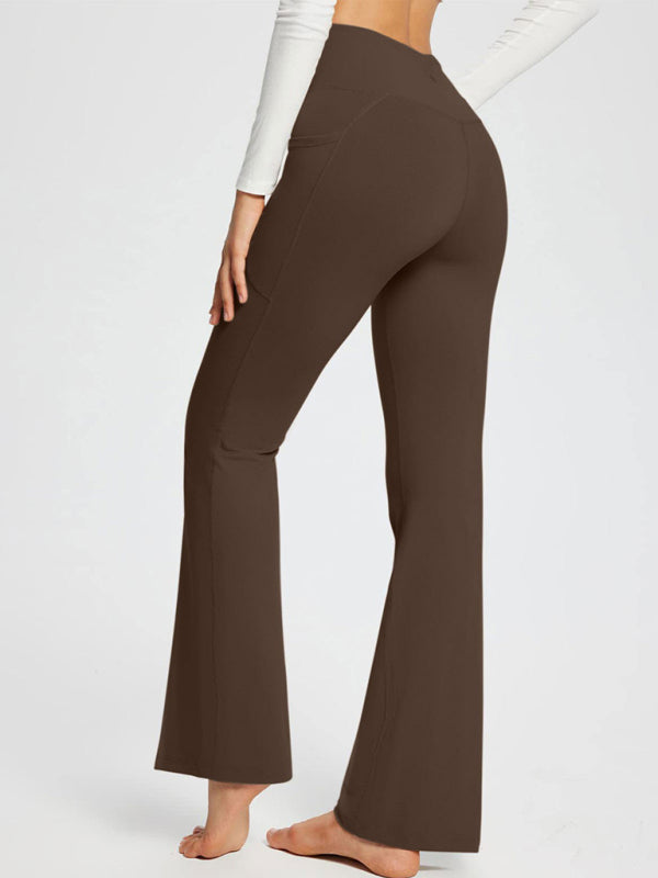 Solid Color Casual Ladies High Waist Slim Wide Leg Yoga Fitness Pants - THE QUEEN RUNWAY