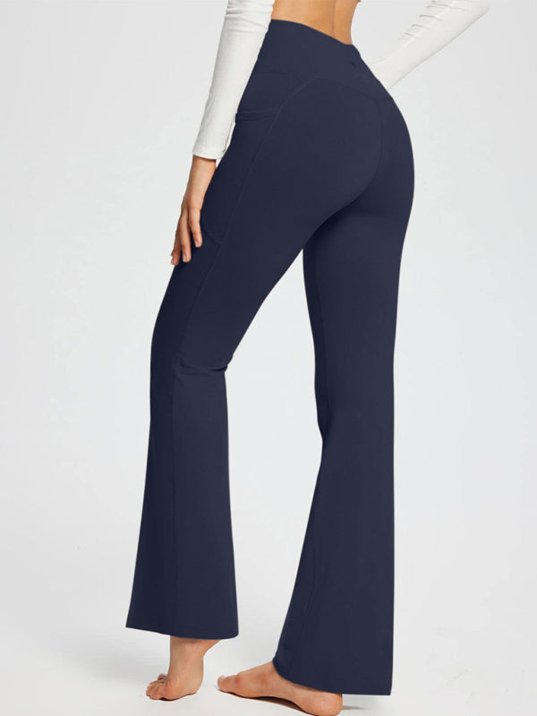 Solid Color Casual Ladies High Waist Slim Wide Leg Yoga Fitness Pants - THE QUEEN RUNWAY