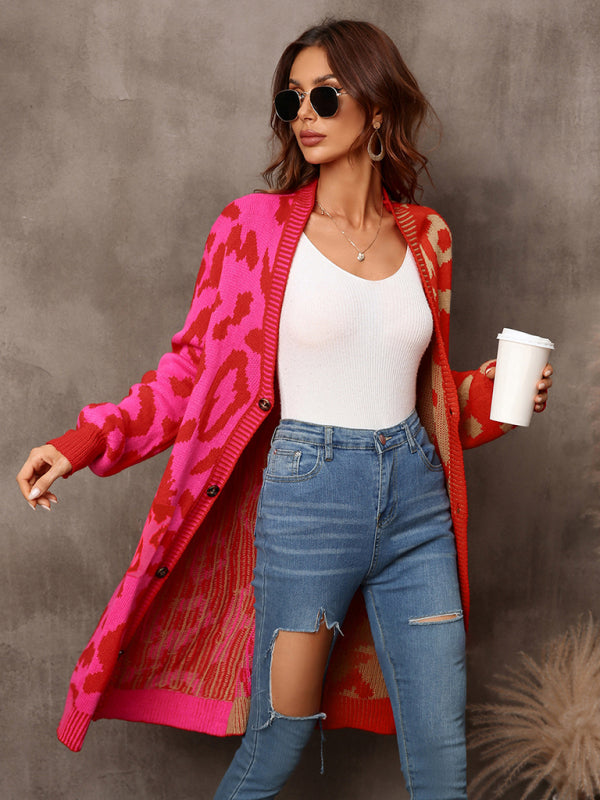 Women's Color Block Leopard Print Pattern CardiganTHE QUEEN RUNWAY