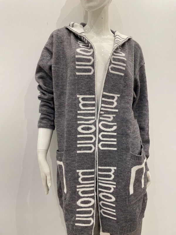 Women's  Letter Print Hooded CardiganTHE QUEEN RUNWAY