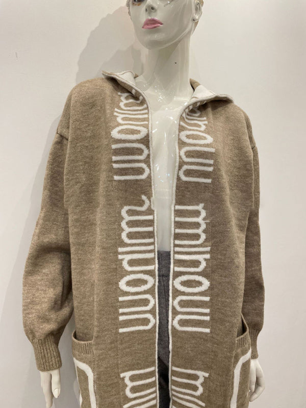 Women's  Letter Print Hooded CardiganTHE QUEEN RUNWAY