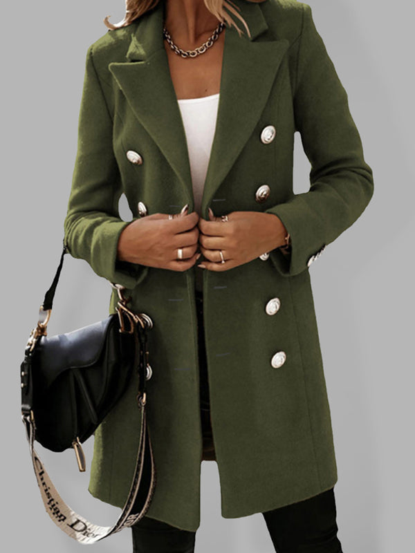Autumn and winter long sleeve double breasted woolen coat - THE QUEEN RUNWAY