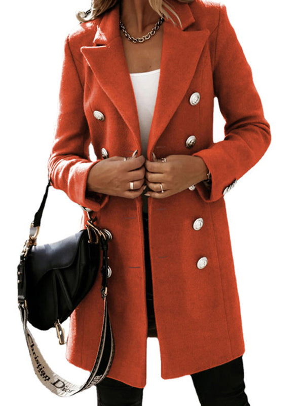 Autumn and winter long sleeve double breasted woolen coat - THE QUEEN RUNWAY