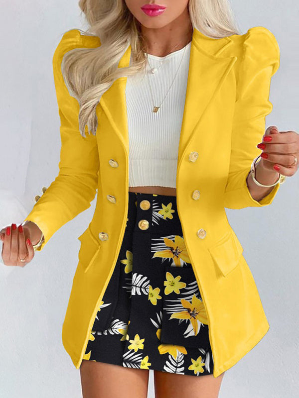 Printed princess sleeve commuter slim skirt suit New style - THE QUEEN RUNWAY