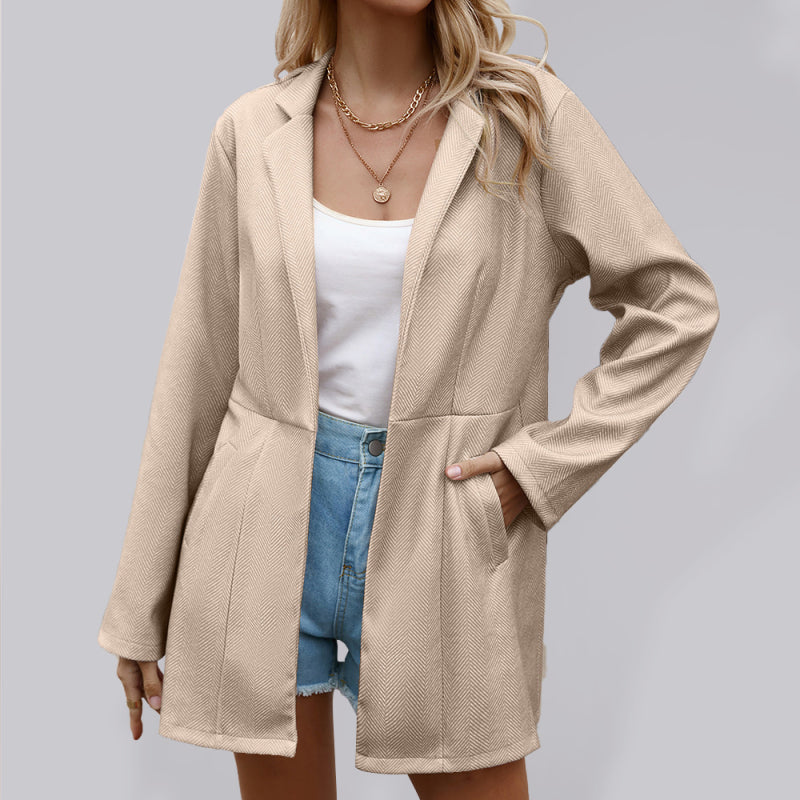 Women's Solid Color Cute Babydoll Open Front Blazer - THE QUEEN RUNWAY