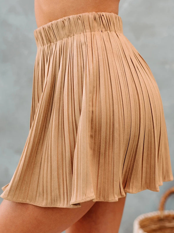 Women's Solid Color Pleated Mini SkirtTHE QUEEN RUNWAY