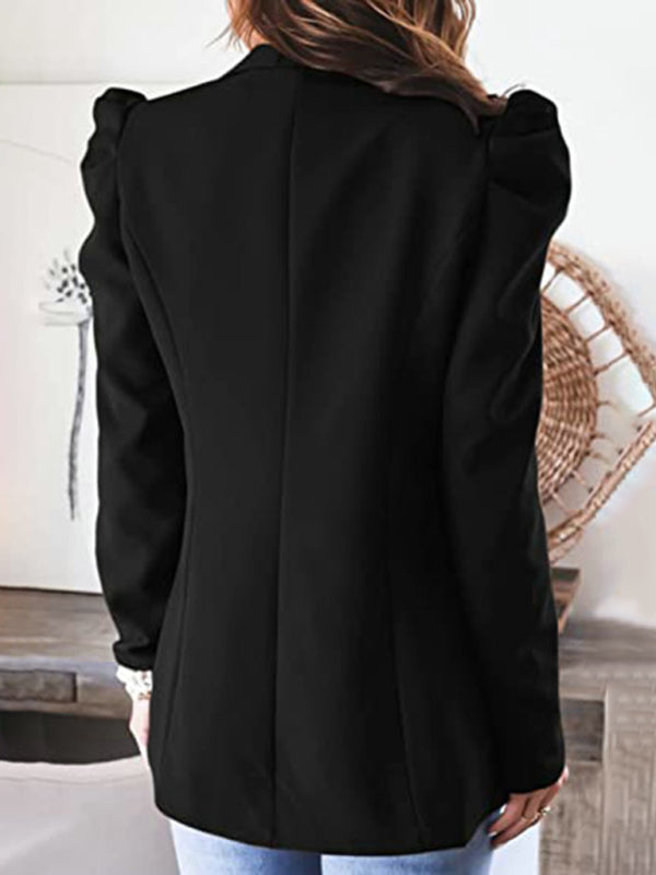 Women's casual commuting long-sleeved shoulder pad puff sleeve slim suit - THE QUEEN RUNWAY