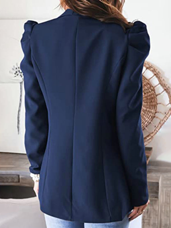 Women's casual commuting long-sleeved shoulder pad puff sleeve slim suit - THE QUEEN RUNWAY